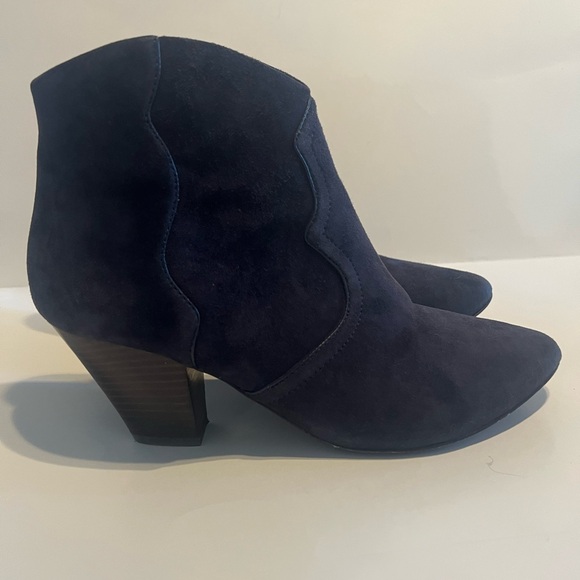 ASH GANG NAVY BLUE SUEDE BOOTIE SZ 40 VGUC WESTERN COWGIRL - Picture 2 of 12
